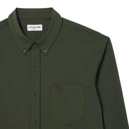Green - Side - Lacoste Mens Cotton Regular Shirt