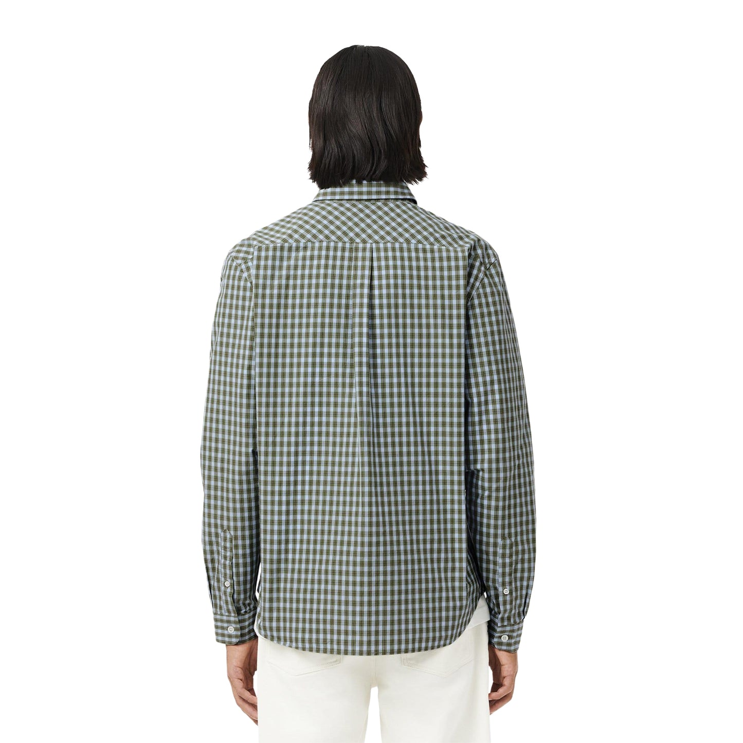 Khaki Green - Back - Lacoste Mens Plaid Poplin Regular Shirt