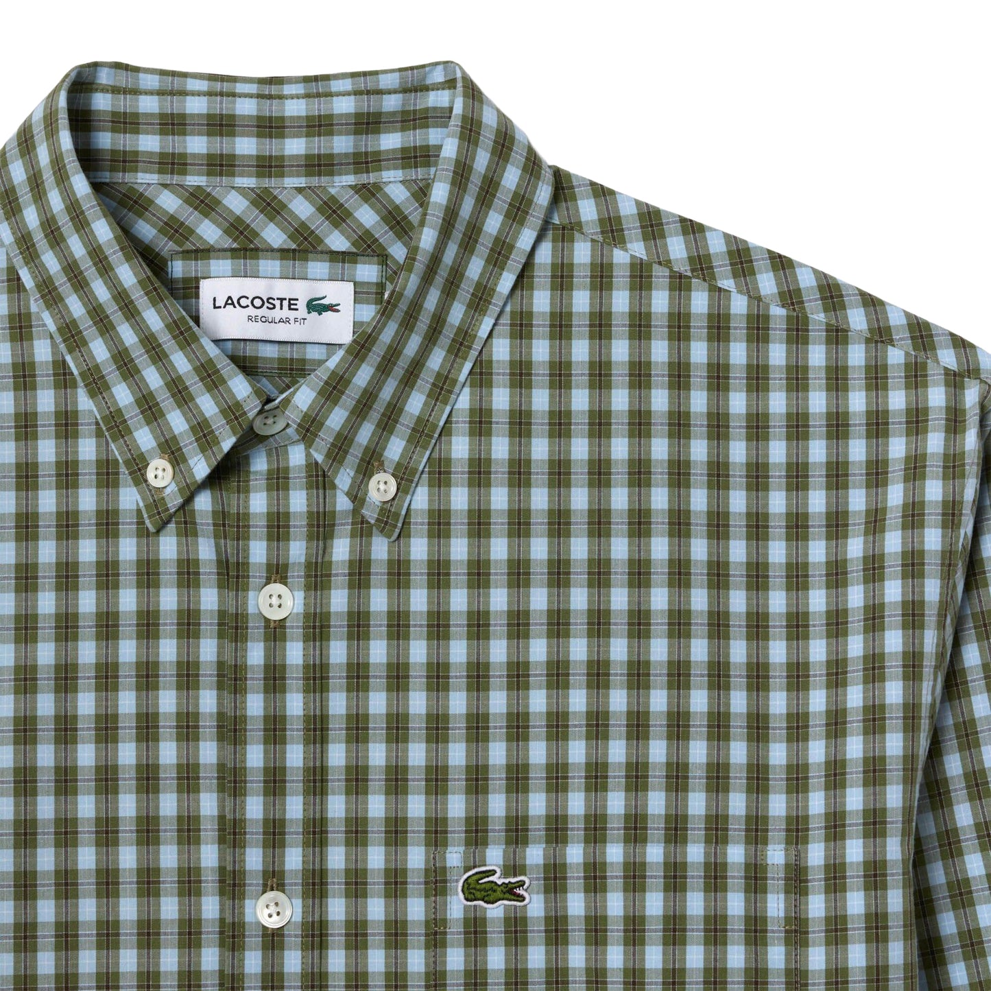 Khaki Green - Lifestyle - Lacoste Mens Plaid Poplin Regular Shirt