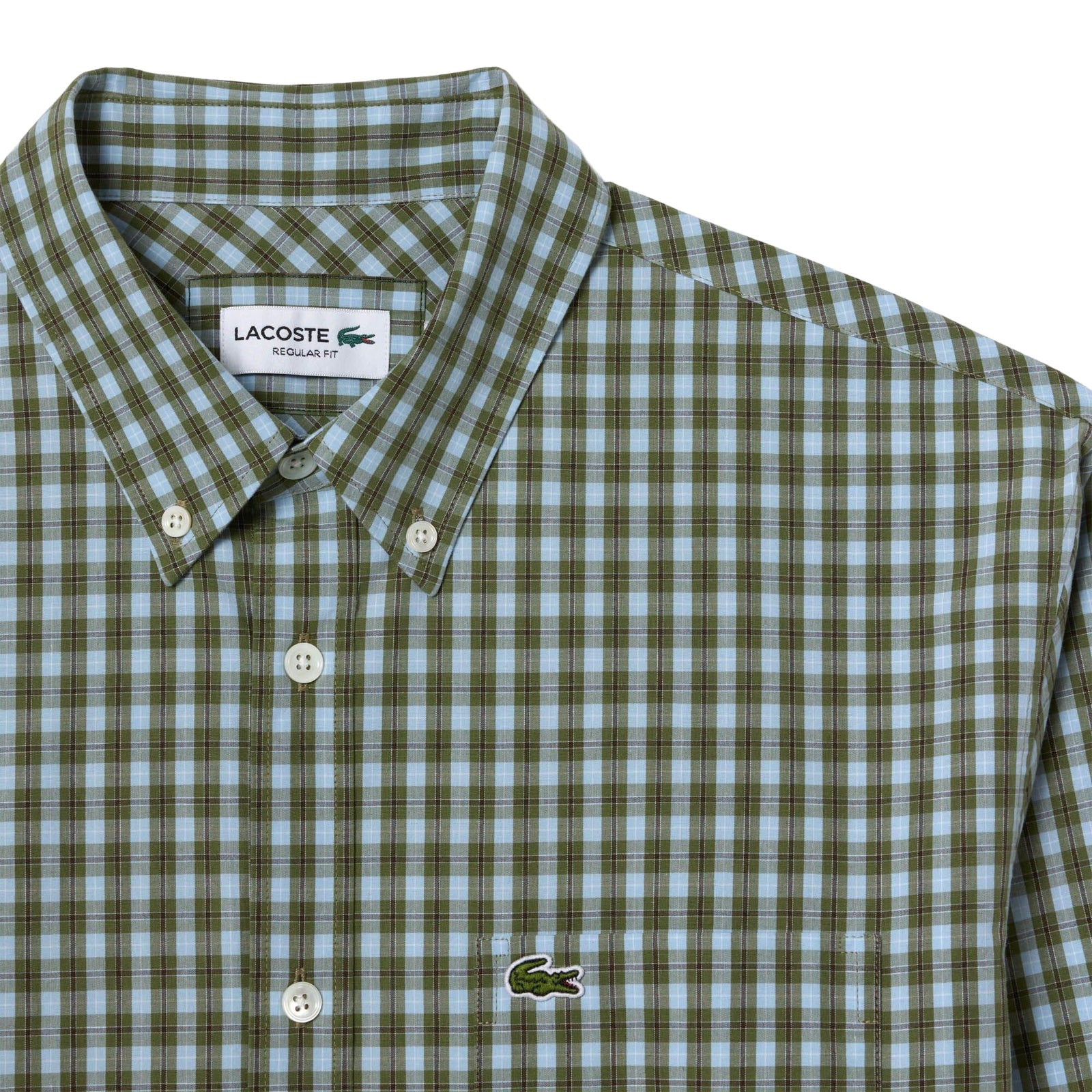Khaki Green - Lifestyle - Lacoste Mens Plaid Poplin Regular Shirt