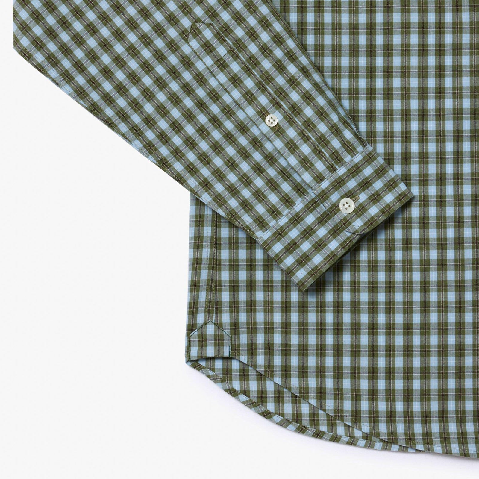 Khaki Green - Pack Shot - Lacoste Mens Plaid Poplin Regular Shirt
