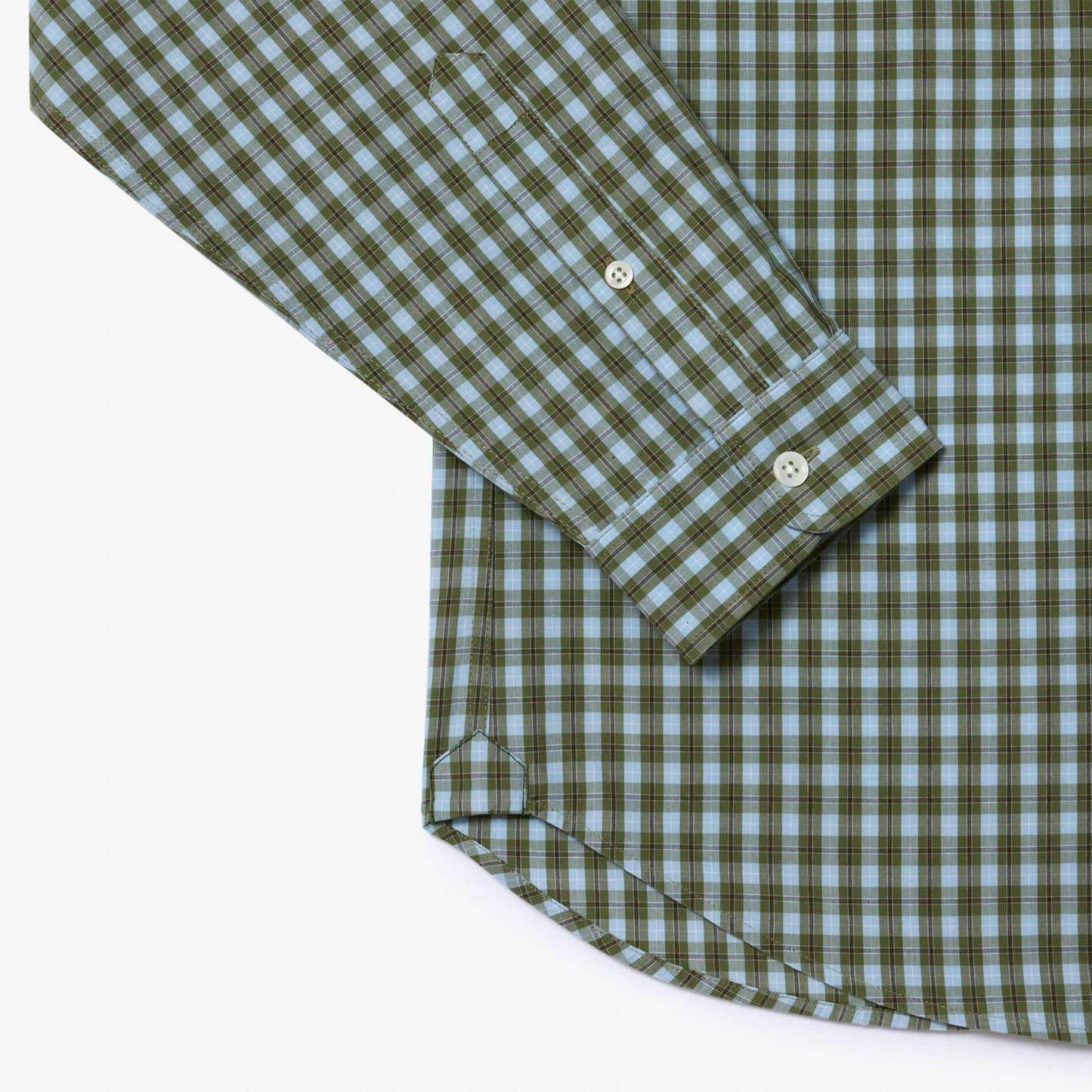 Khaki Green - Pack Shot - Lacoste Mens Plaid Poplin Regular Shirt