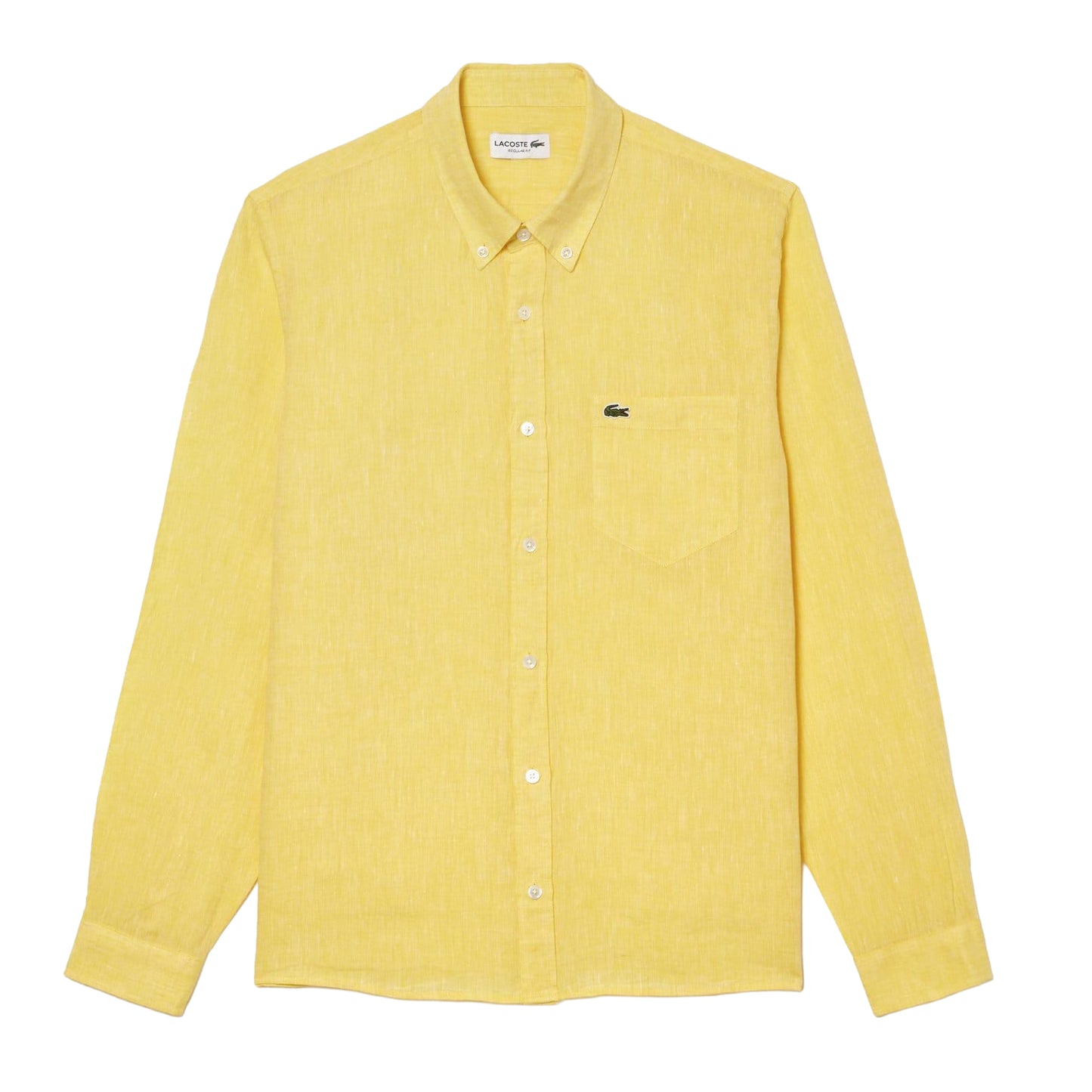 Yellow - Front - Lacoste Mens Linen Regular Shirt