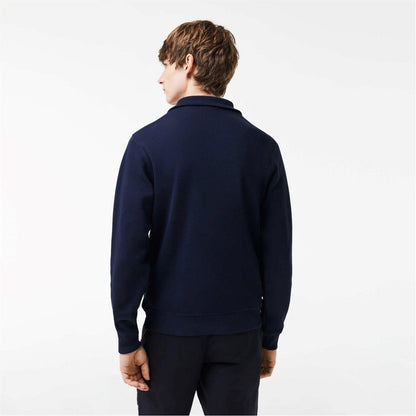 Navy - Back - Lacoste Mens Interlock Quarter Zip Sweatshirt