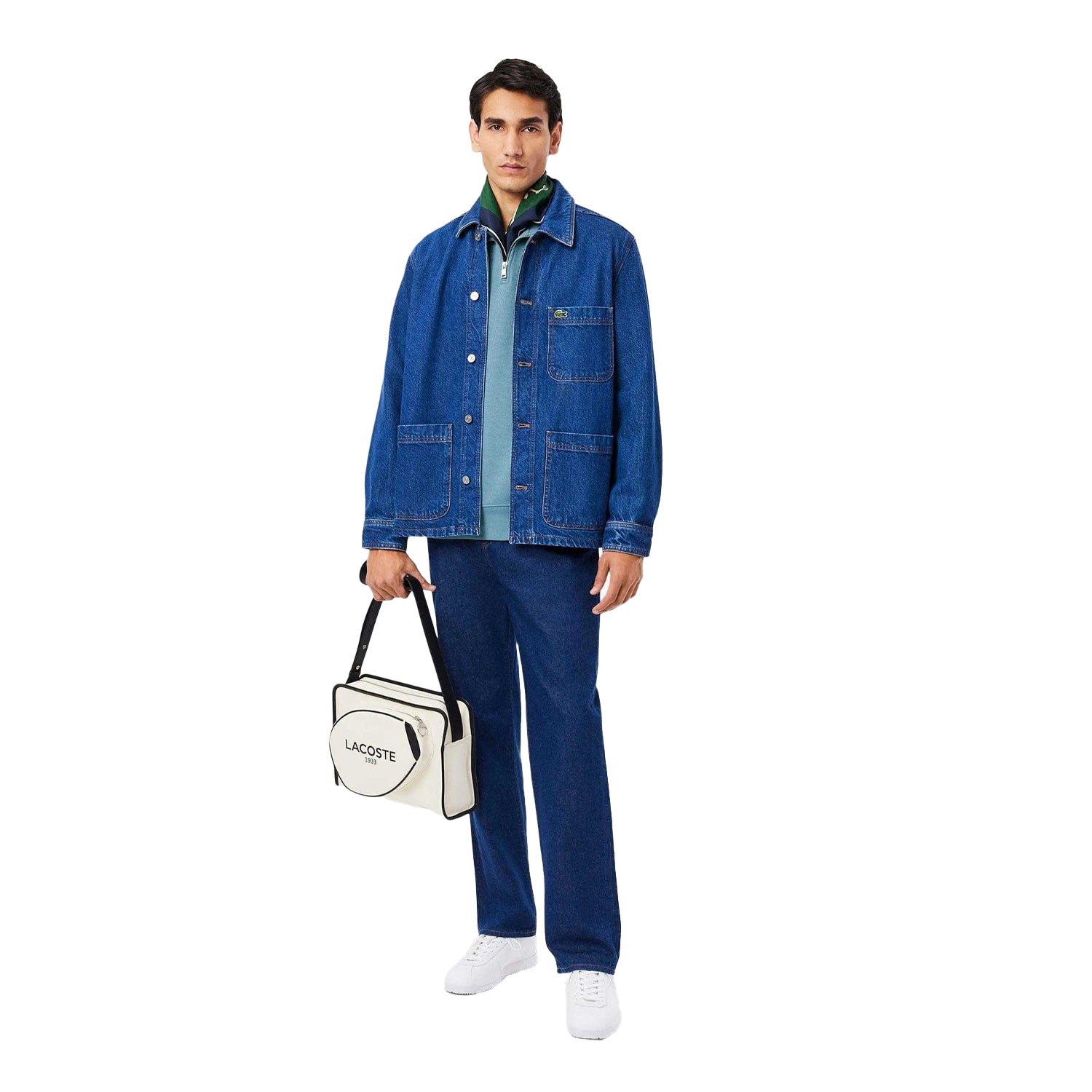 Blue - Pack Shot - Lacoste Mens Interlock Quarter Zip Sweatshirt