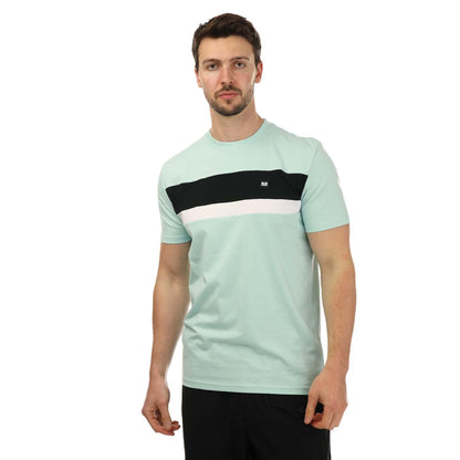 Aqua - Front - Weekend Offender Mens Crossword Colour Block T-Shirt