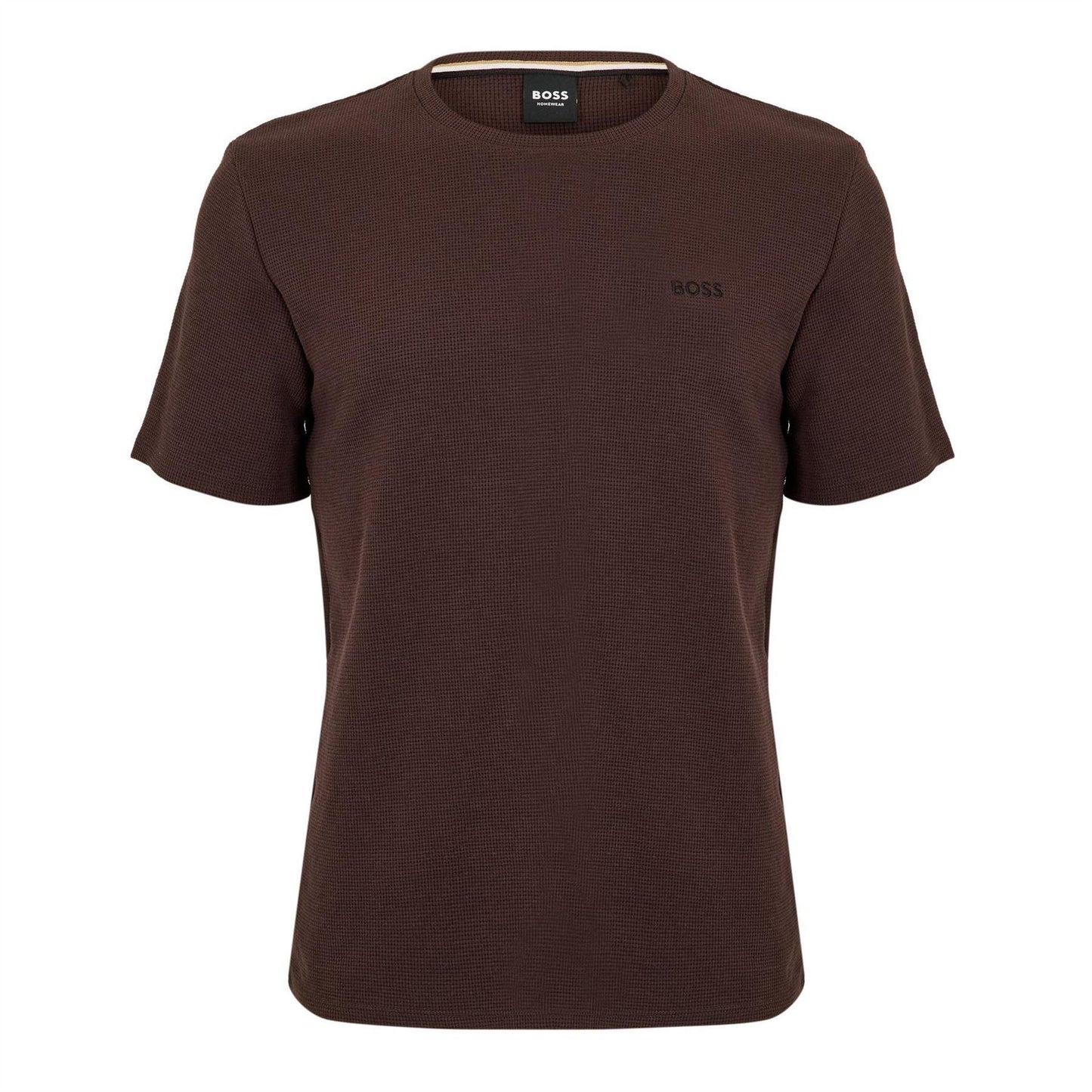 Brown - Front - Boss Mens Waffle Knit Pyjama Top