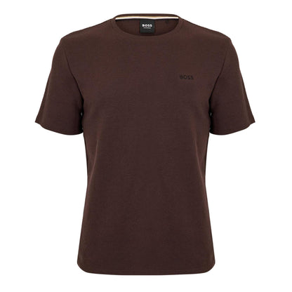Brown - Front - Boss Mens Waffle Knit Pyjama Top