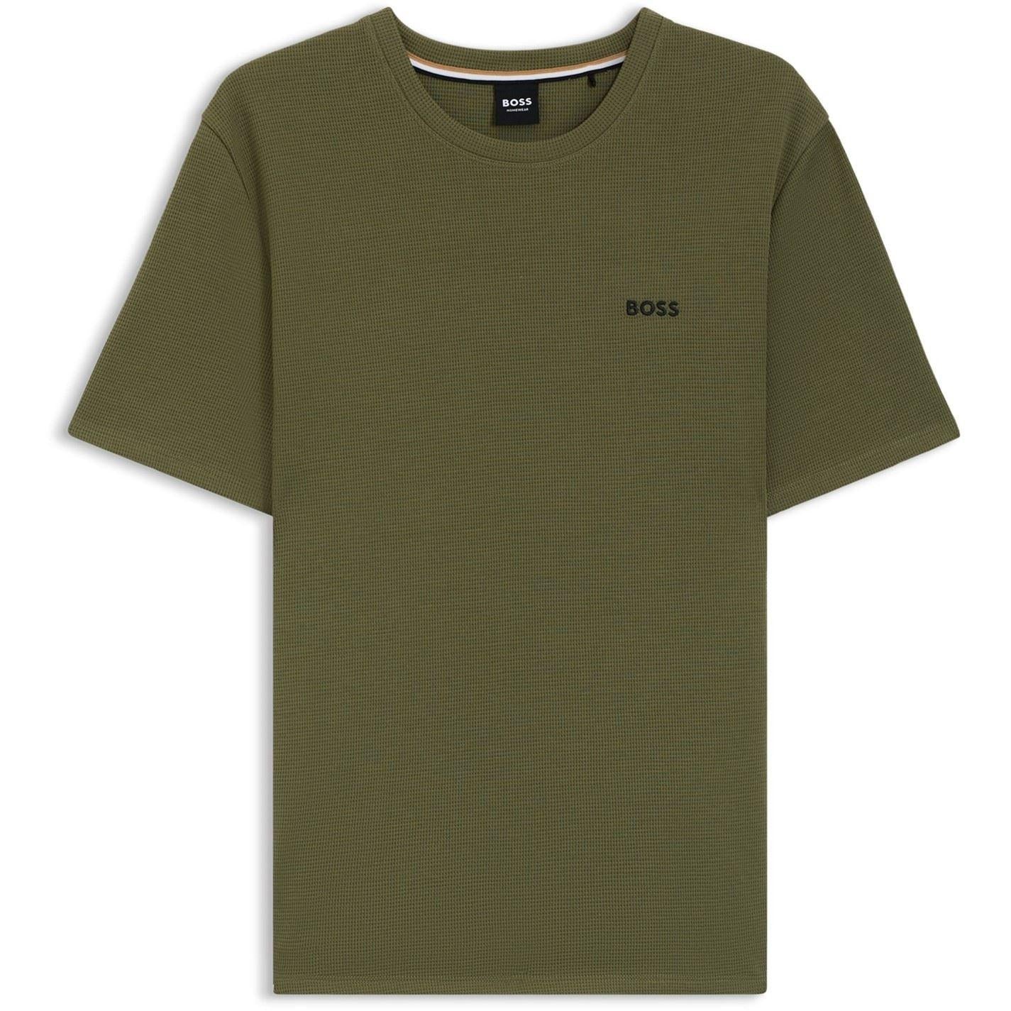 Khaki Brown - Front - Boss Mens Waffle Knit Pyjama Top