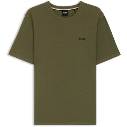 Khaki Brown - Front - Boss Mens Waffle Knit Pyjama Top