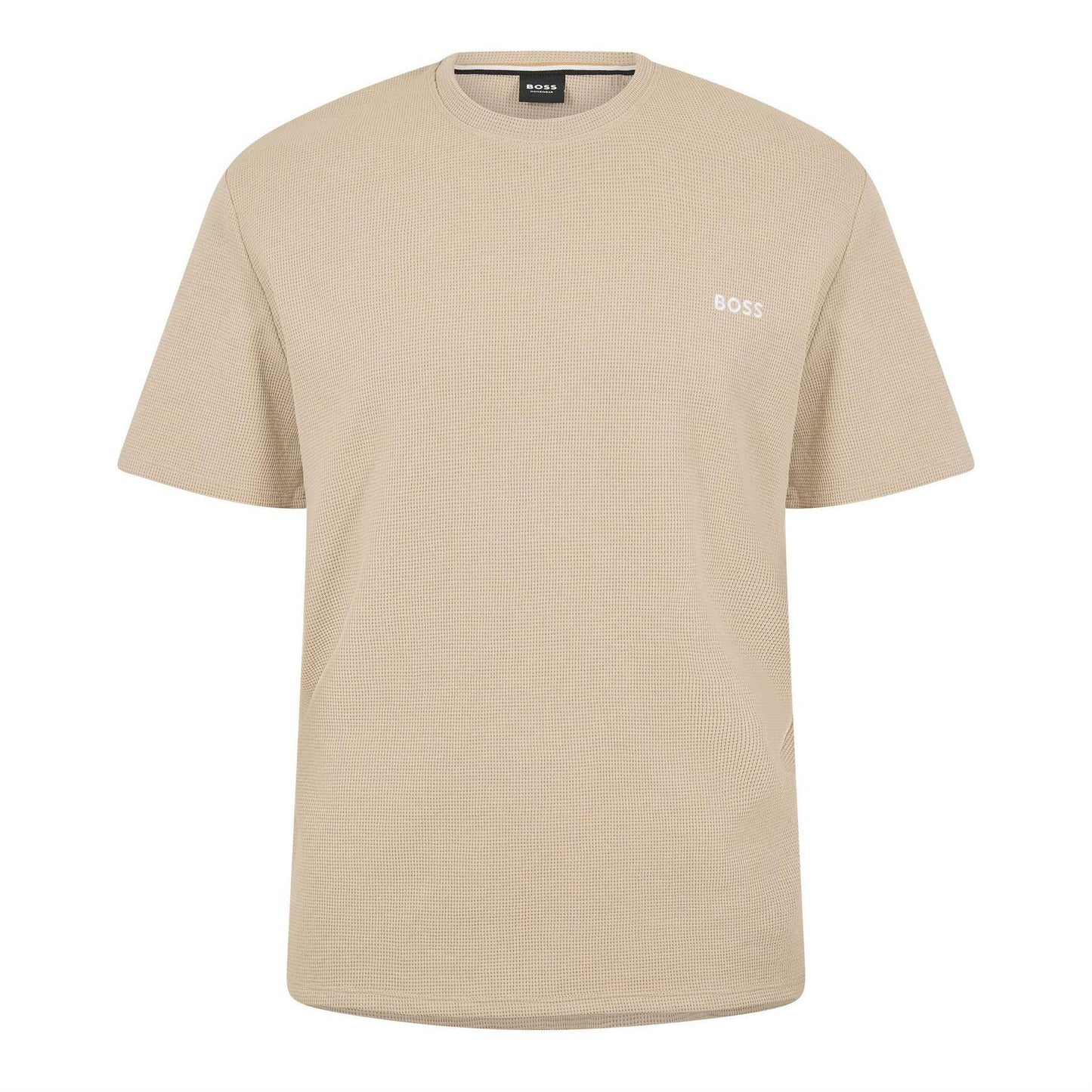 Beige - Front - Boss Mens Waffle Knit Pyjama Top