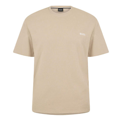 Beige - Front - Boss Mens Waffle Knit Pyjama Top