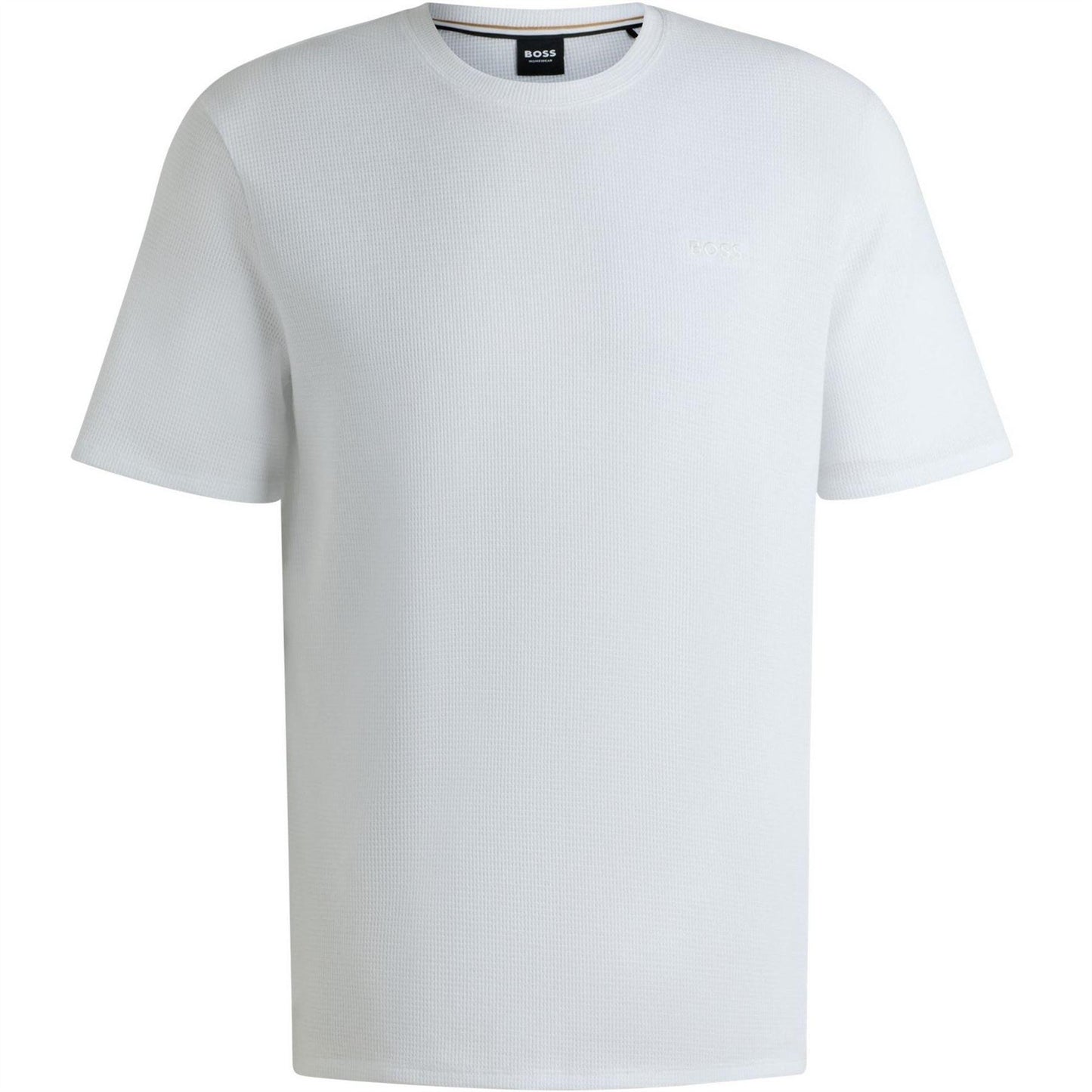 White - Front - Boss Mens Waffle Knit Pyjama Top