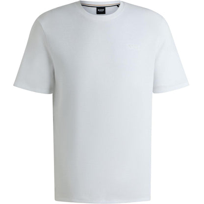 White - Front - Boss Mens Waffle Knit Pyjama Top