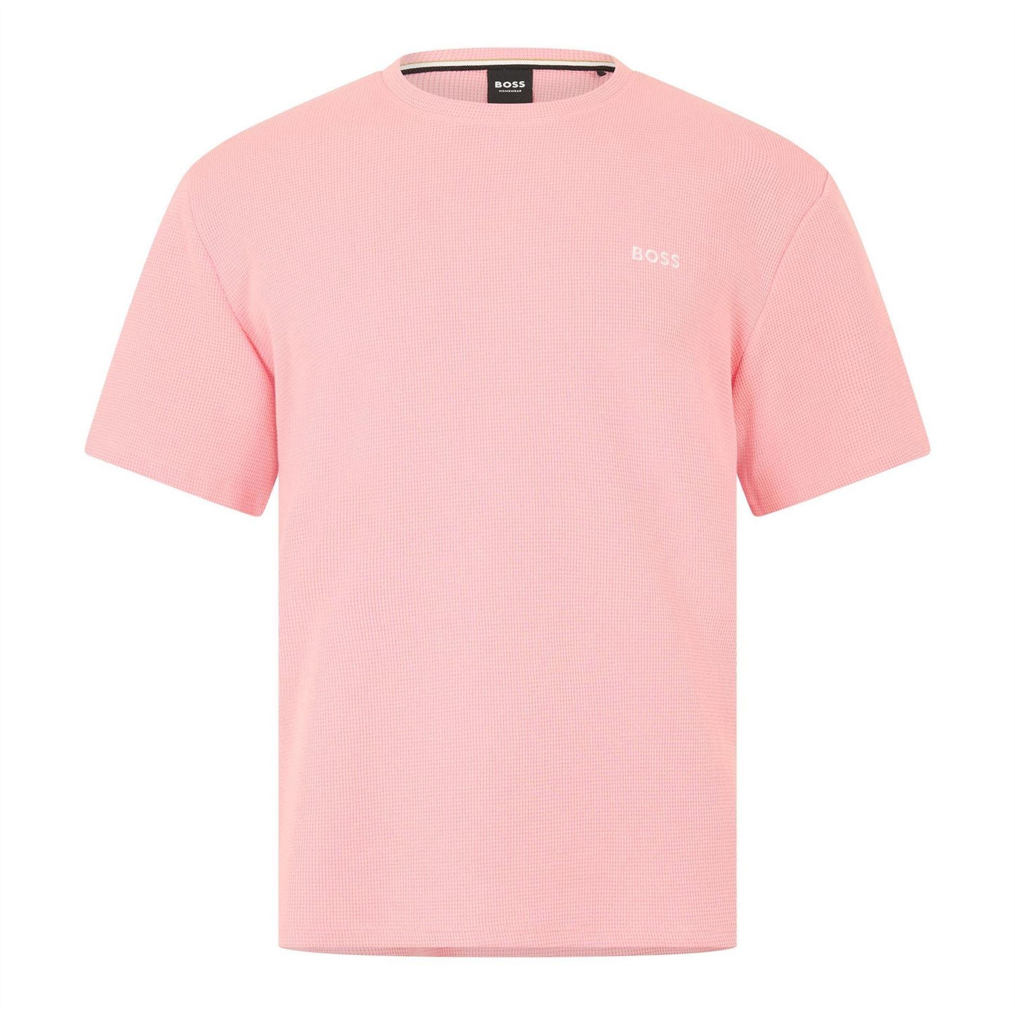 Pink - Front - Boss Mens Waffle Knit Pyjama Top