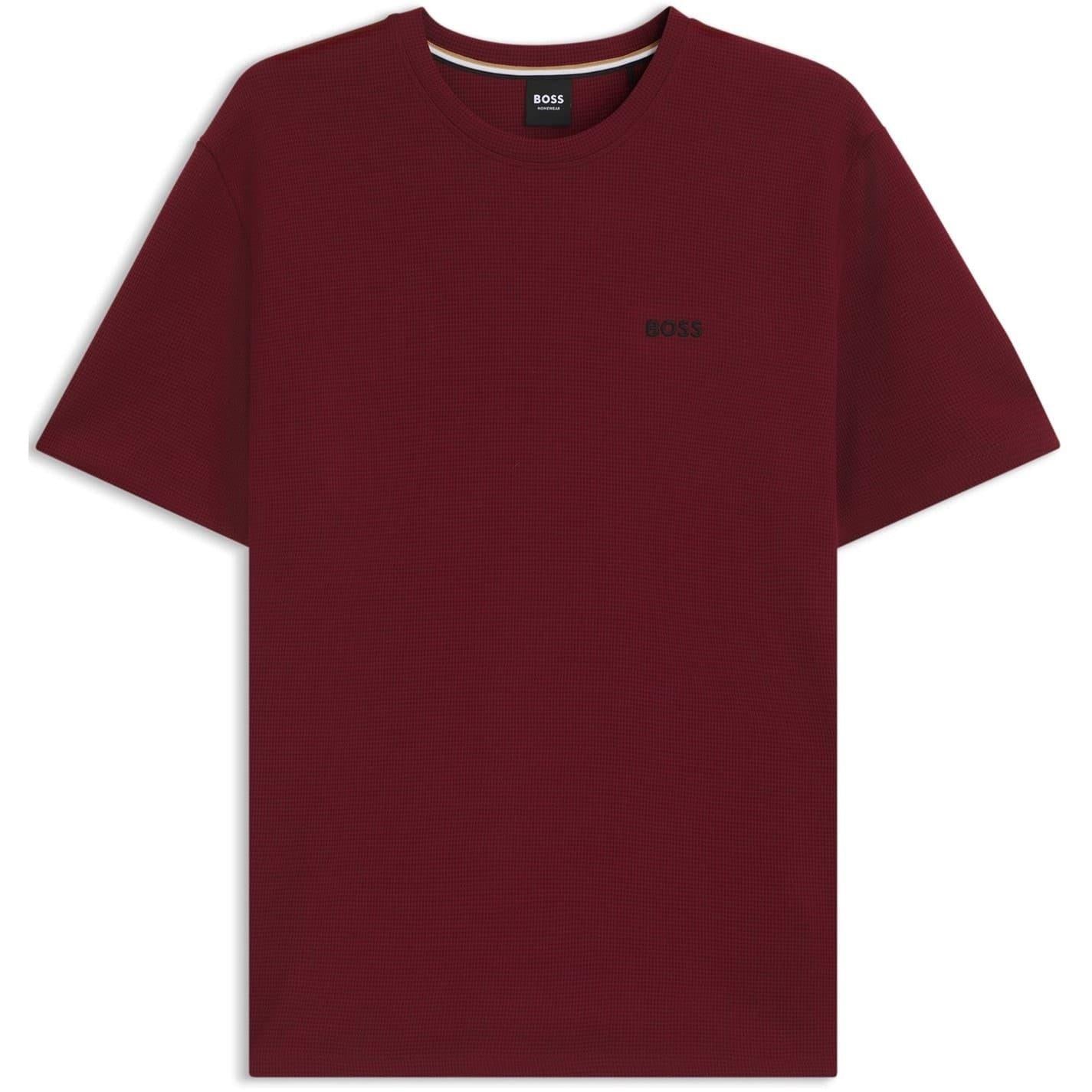 Dark Red - Front - Boss Mens Waffle Knit Pyjama Top