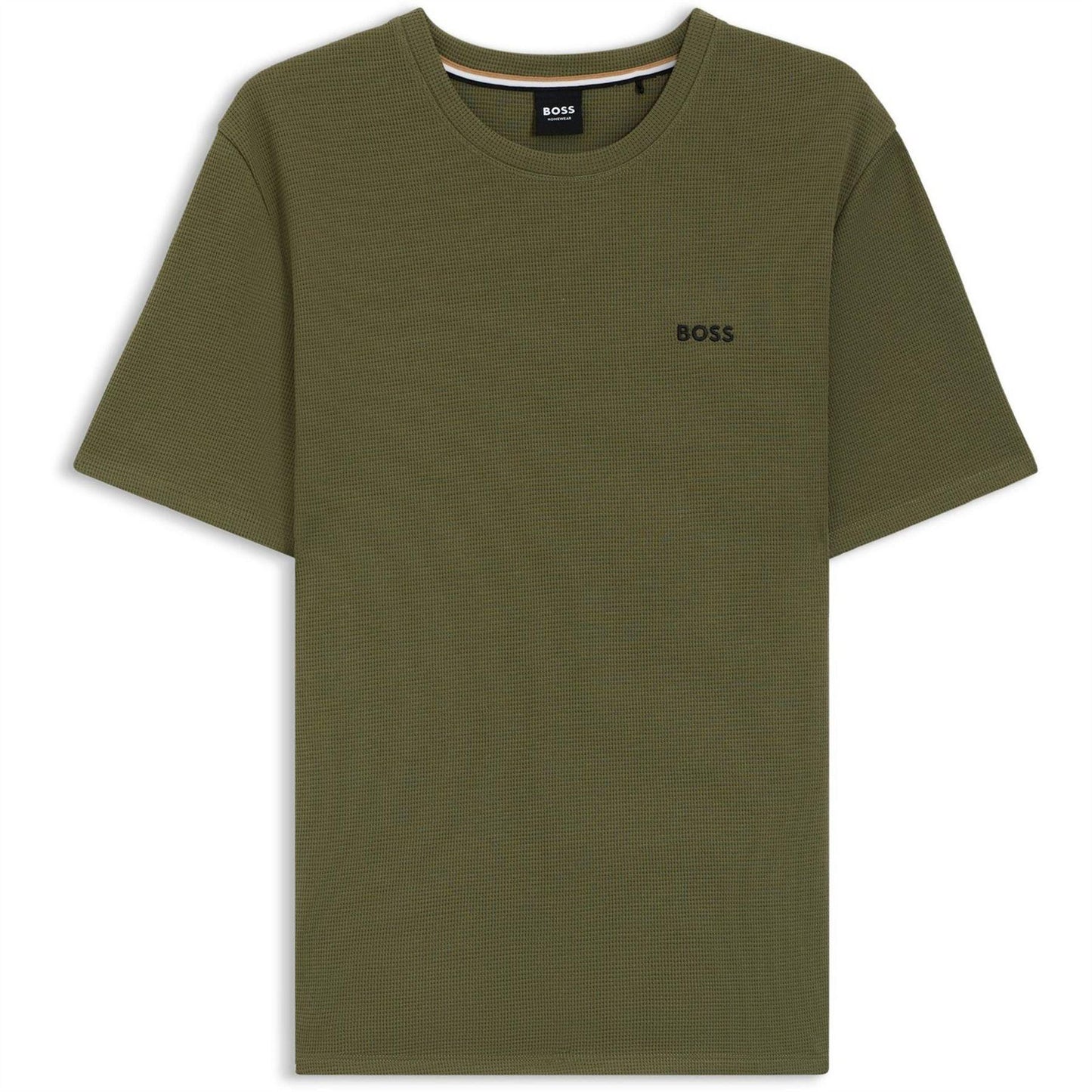 Khaki Brown - Back - Boss Mens Waffle Knit Pyjama Top
