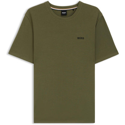 Khaki Brown - Back - Boss Mens Waffle Knit Pyjama Top