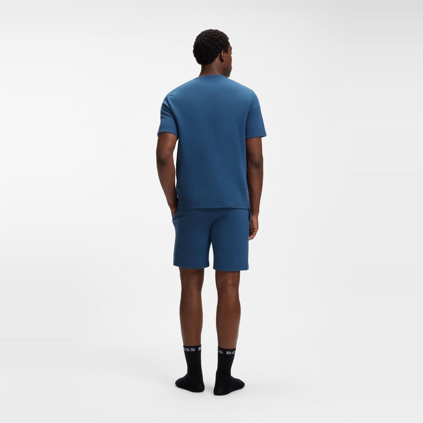 Mid Blue - Side - Boss Mens Waffle Knit Pyjama Top