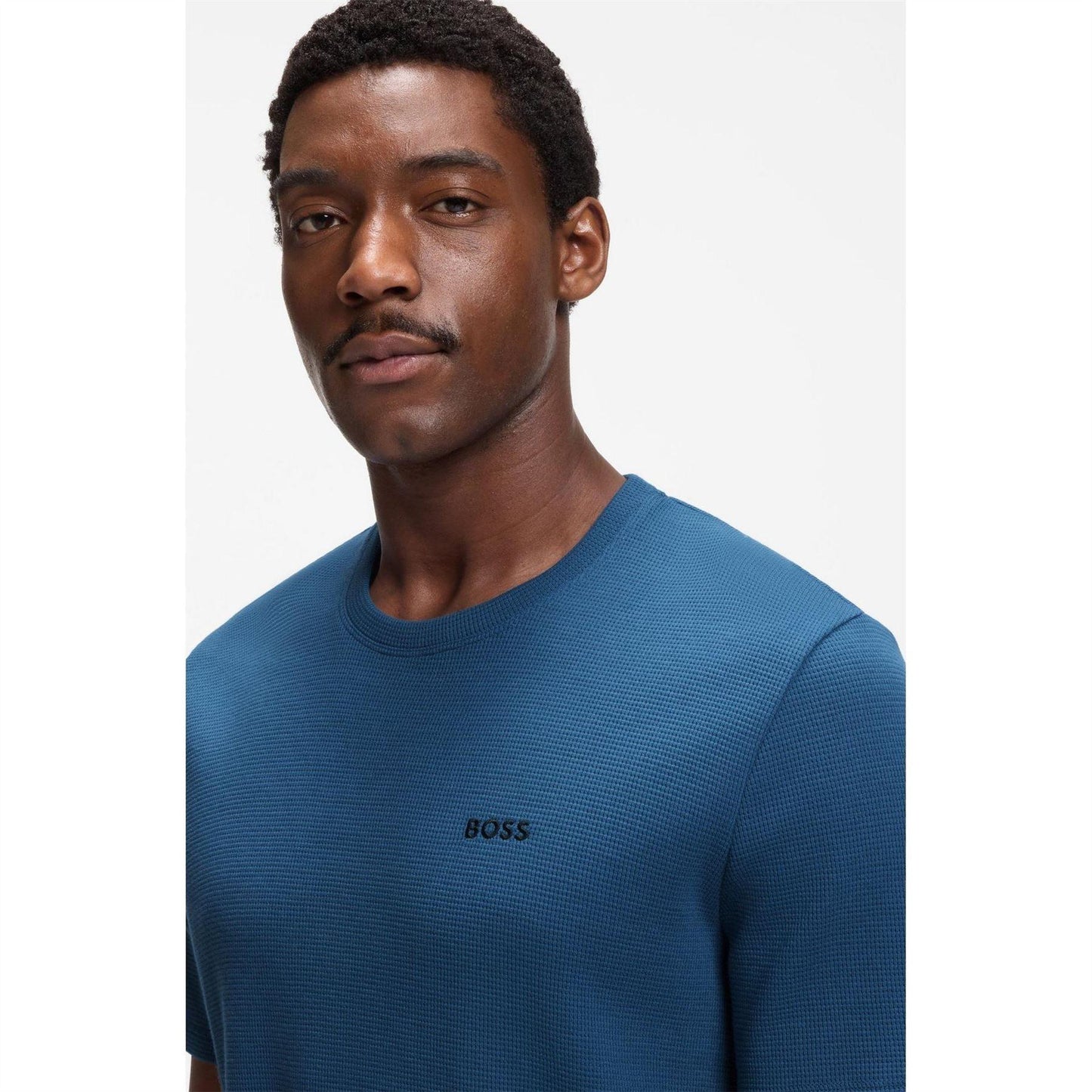 Mid Blue - Lifestyle - Boss Mens Waffle Knit Pyjama Top