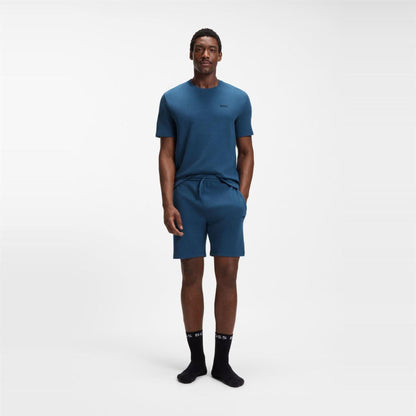 Mid Blue - Pack Shot - Boss Mens Waffle Knit Pyjama Top