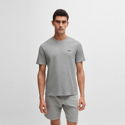 Medium Grey - Back - Boss Mens Waffle Knit Pyjama Top