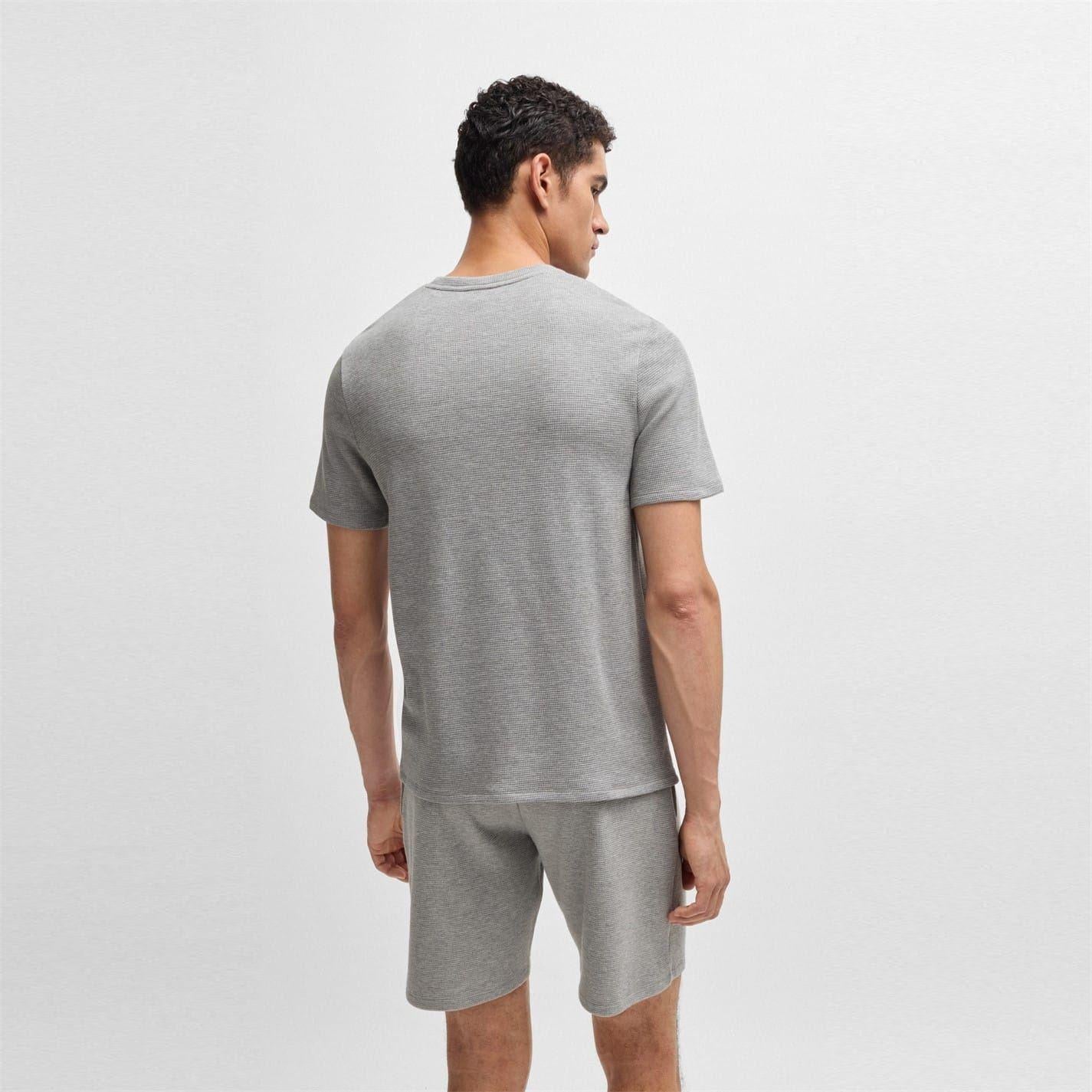 Medium Grey - Side - Boss Mens Waffle Knit Pyjama Top