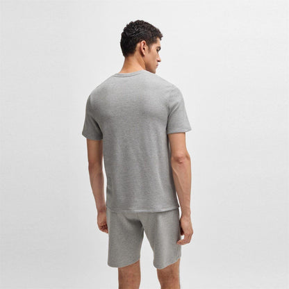 Medium Grey - Side - Boss Mens Waffle Knit Pyjama Top