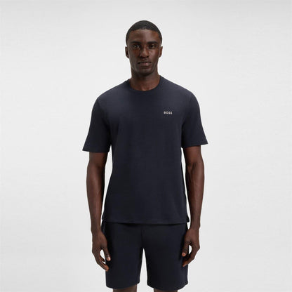 Navy - Back - Boss Mens Waffle Knit Pyjama Top