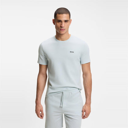 Light Blue - Back - Boss Mens Waffle Knit Pyjama Top