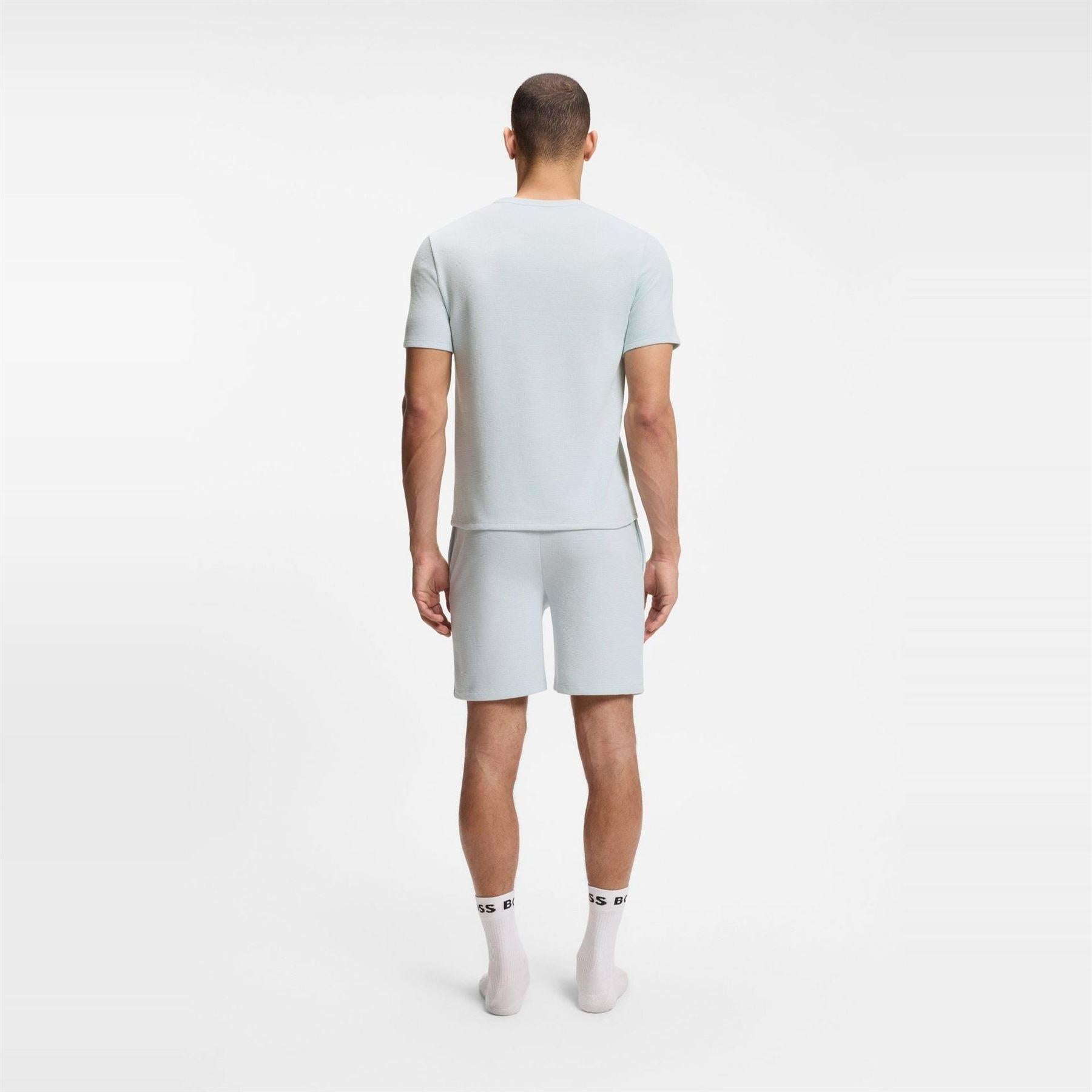 Light Blue - Side - Boss Mens Waffle Knit Pyjama Top