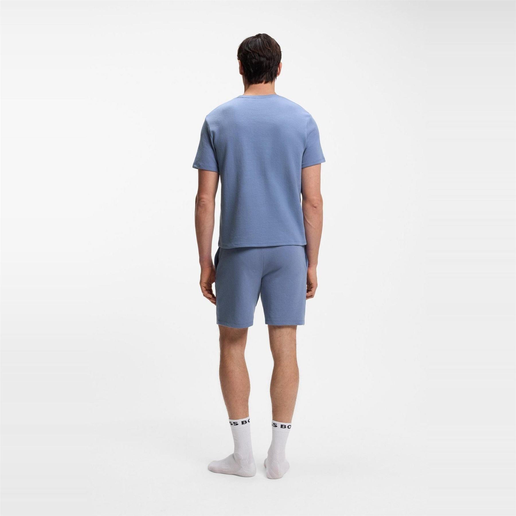Pastel Blue - Side - Boss Mens Waffle Knit Pyjama Top