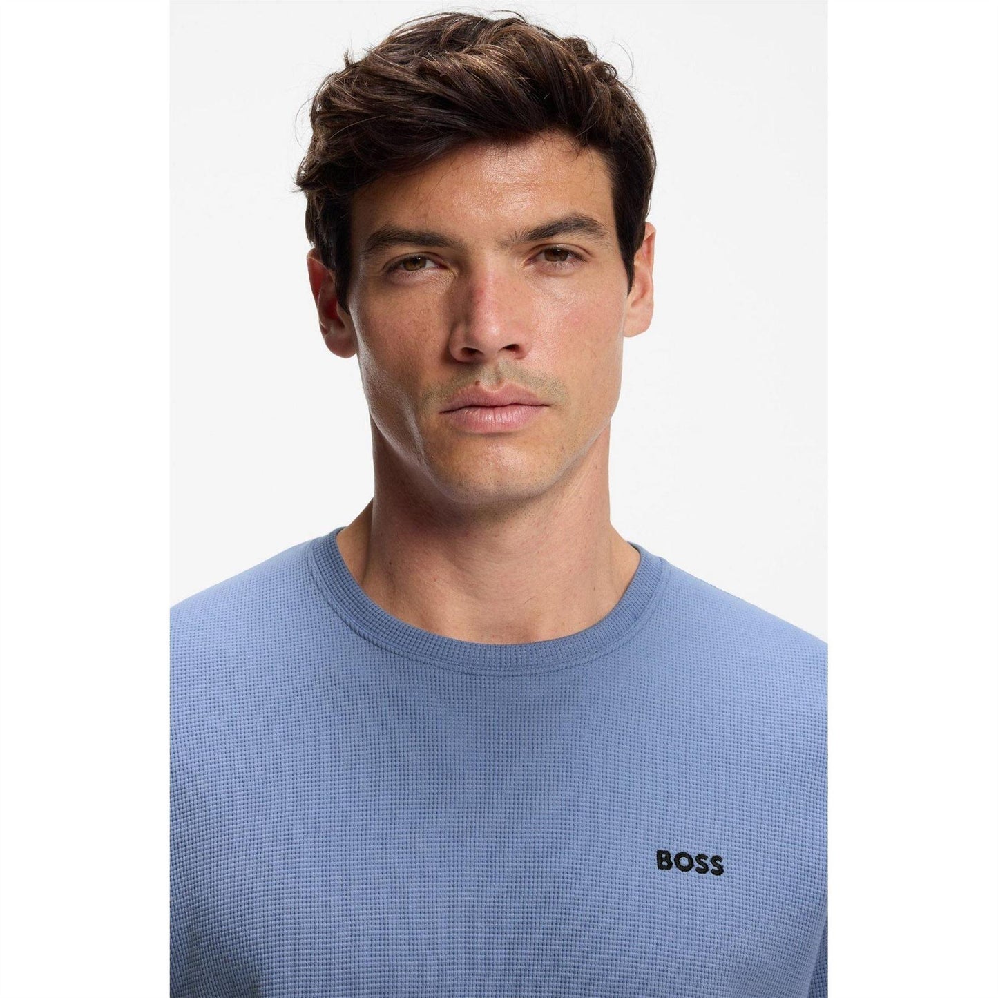 Pastel Blue - Lifestyle - Boss Mens Waffle Knit Pyjama Top