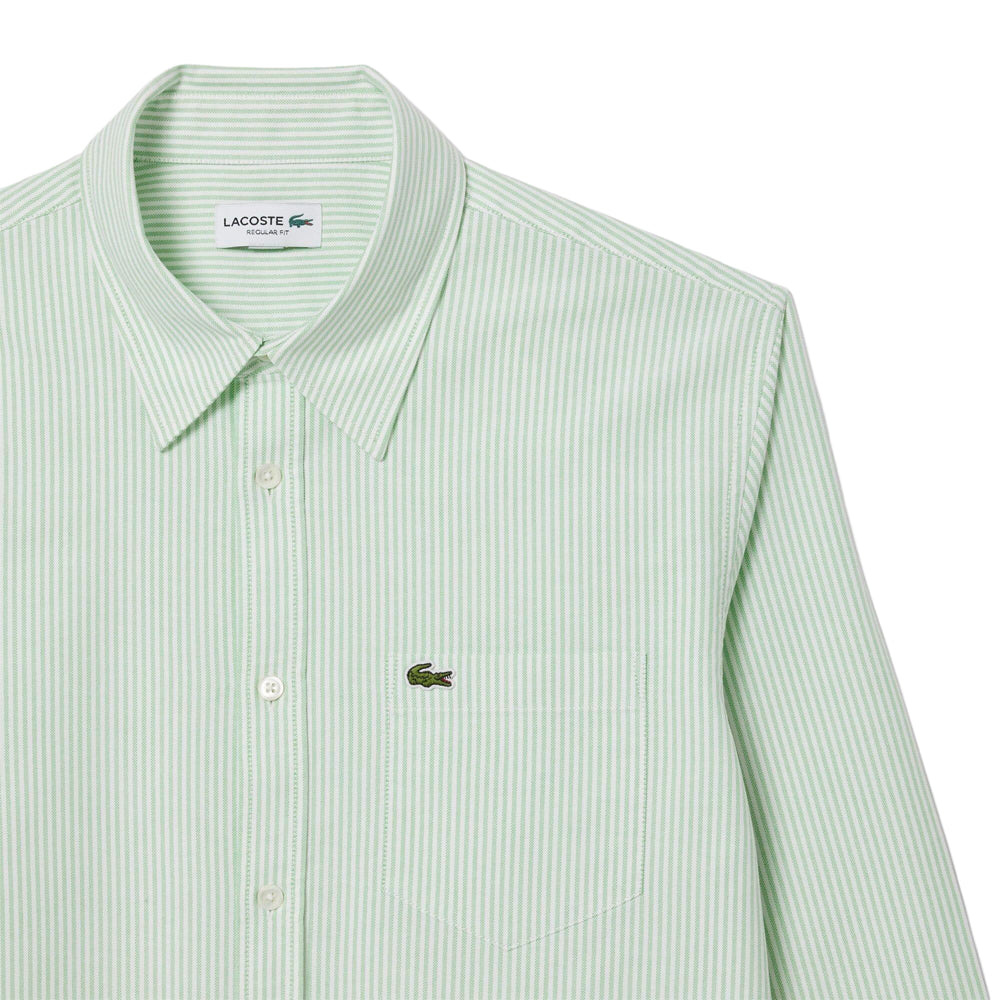 White - Side - Lacoste Mens Striped Regular Shirt