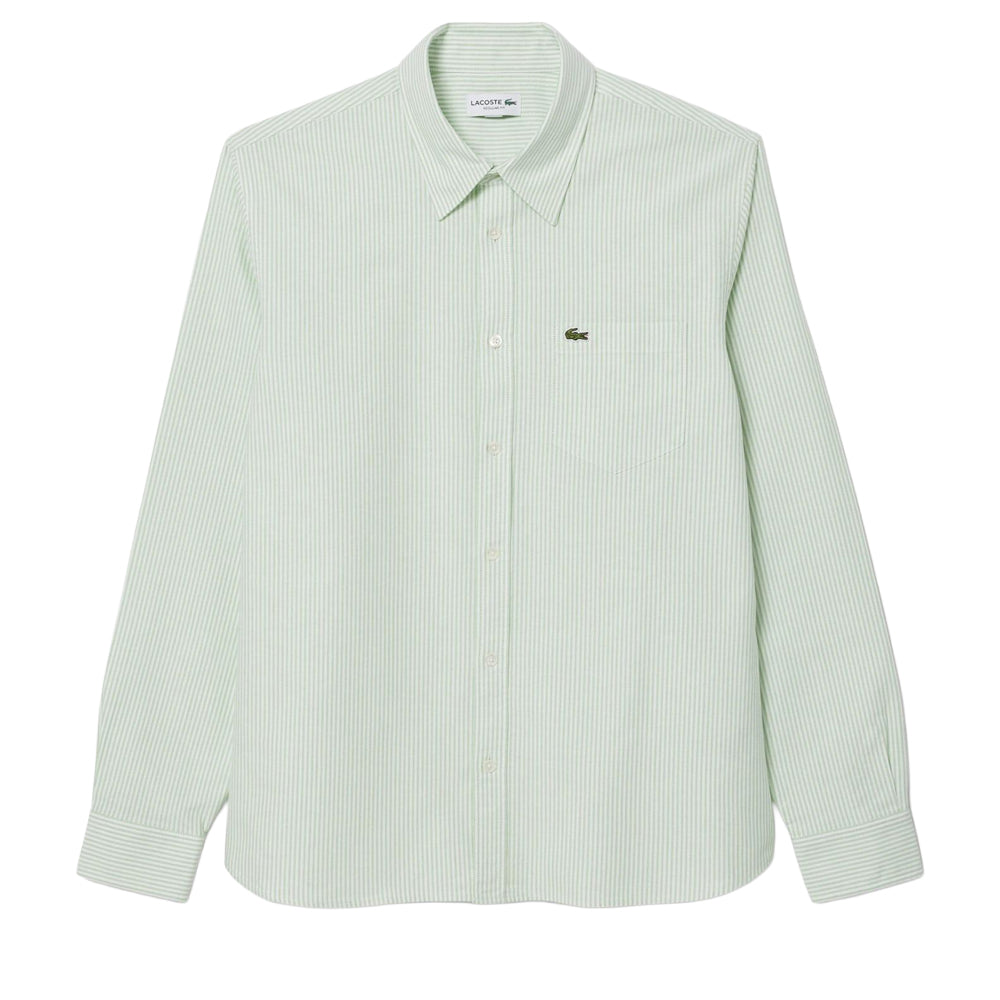White - Front - Lacoste Mens Striped Regular Shirt