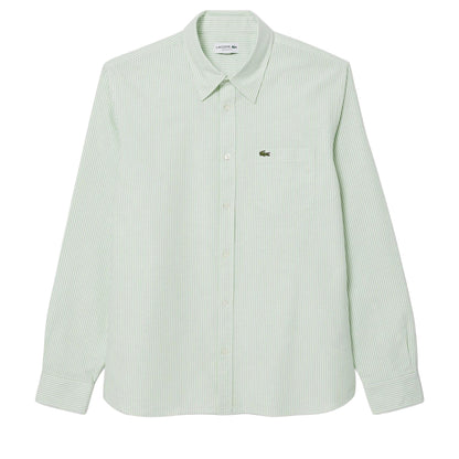 White - Front - Lacoste Mens Striped Regular Shirt