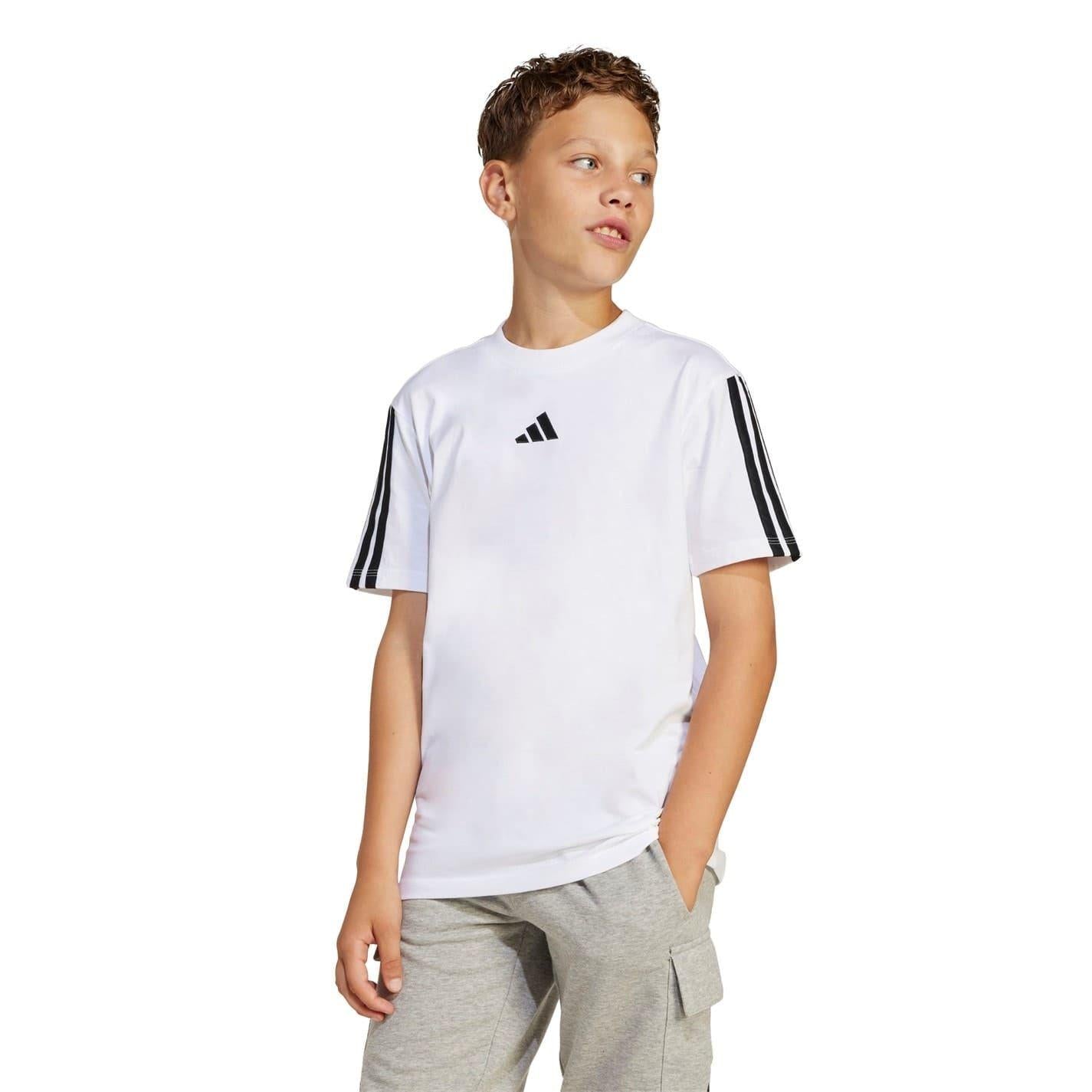 White-Black - Back - Adidas Childrens-Kids Essentials T-Shirt