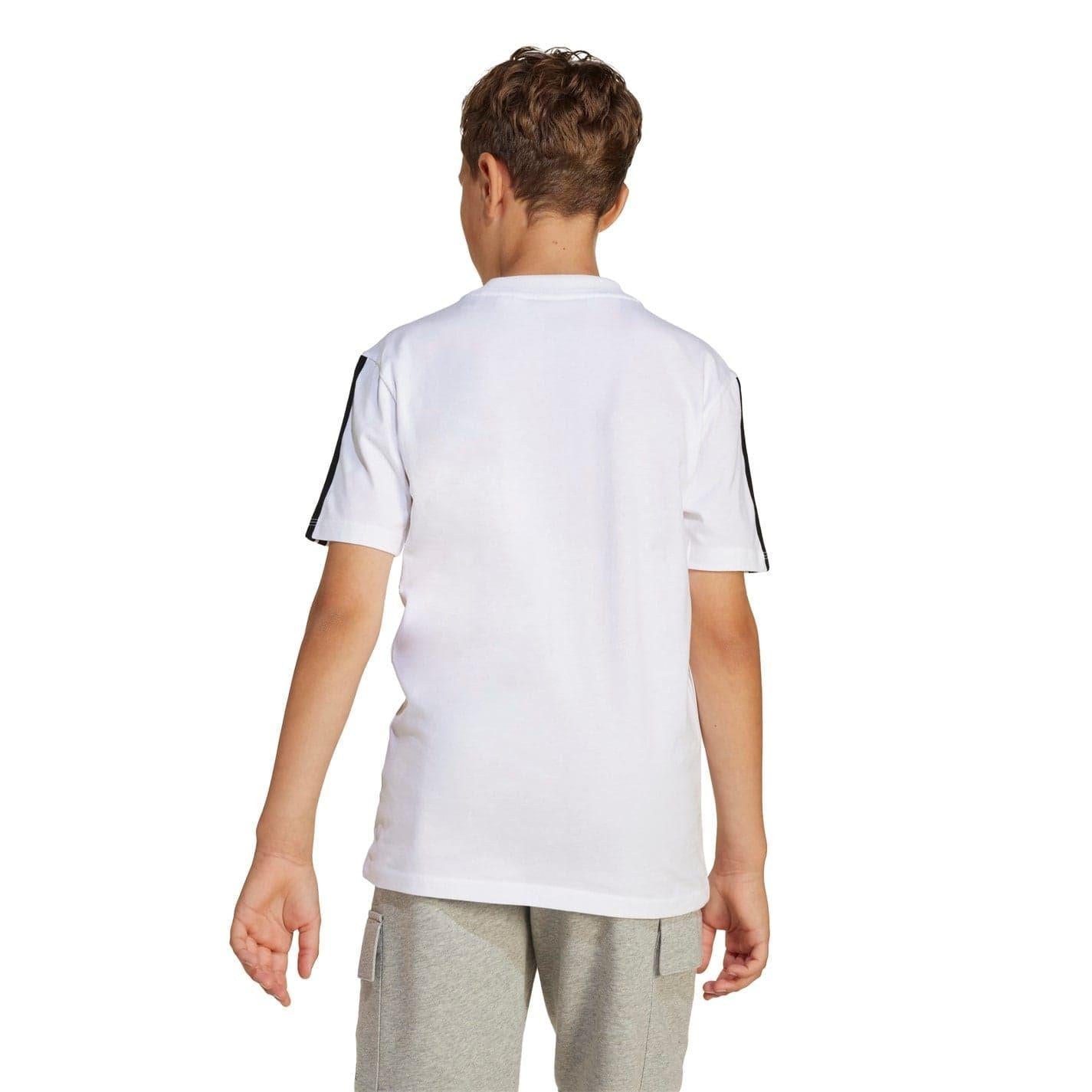White-Black - Side - Adidas Childrens-Kids Essentials T-Shirt