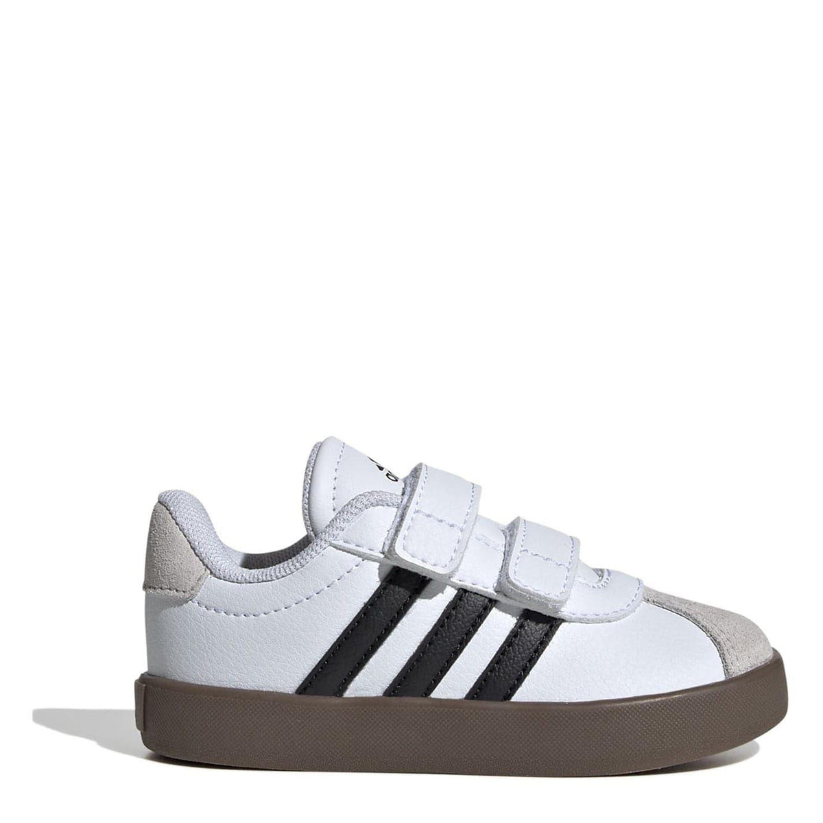 White-Gum - Front - Adidas Childrens-Kids VL Court 3.0 Trainers