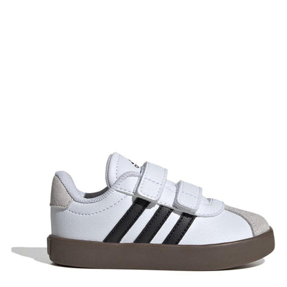 White-Gum - Front - Adidas Childrens-Kids VL Court 3.0 Trainers