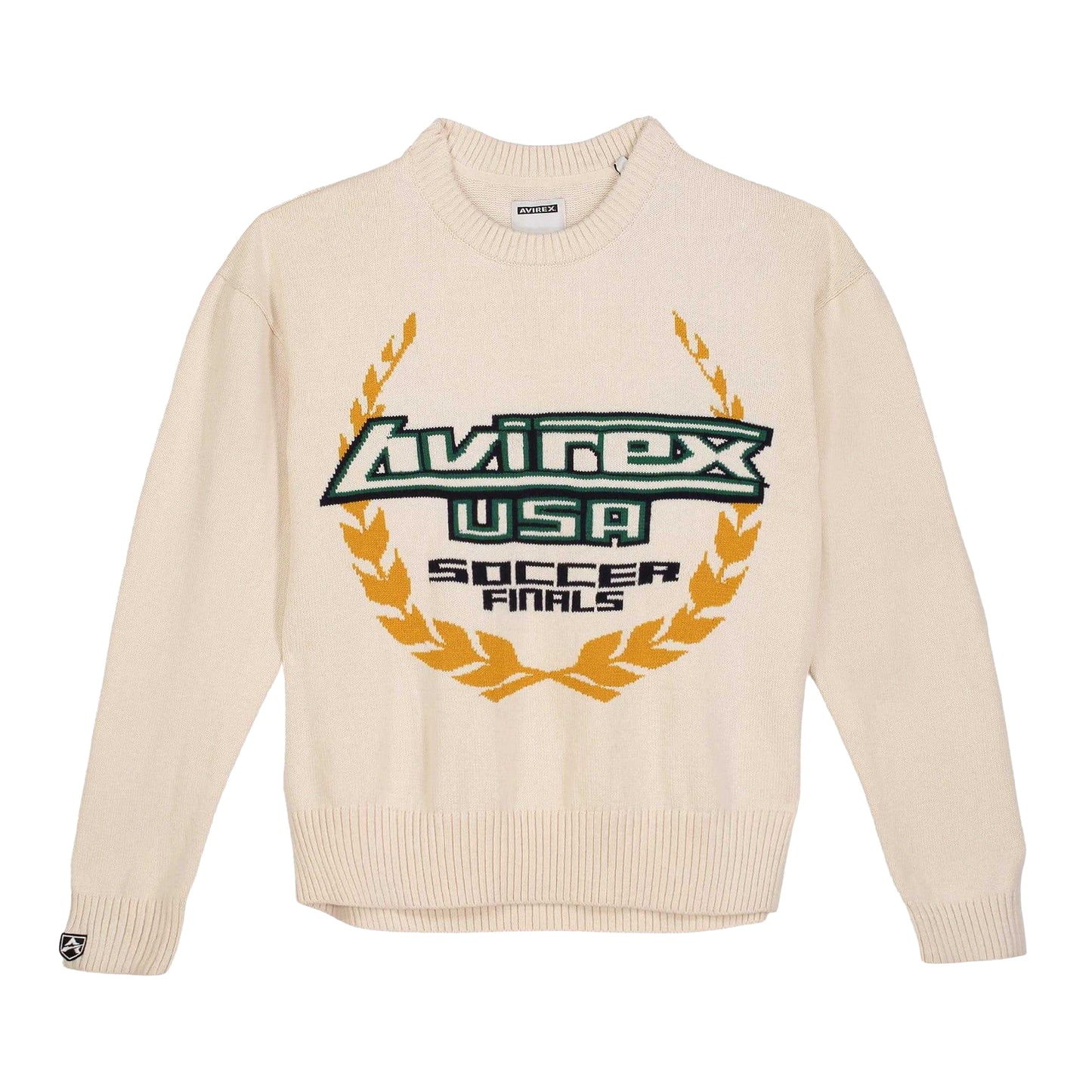 White - Front - Avirex Mens Soccer League Crew Neck Jumper