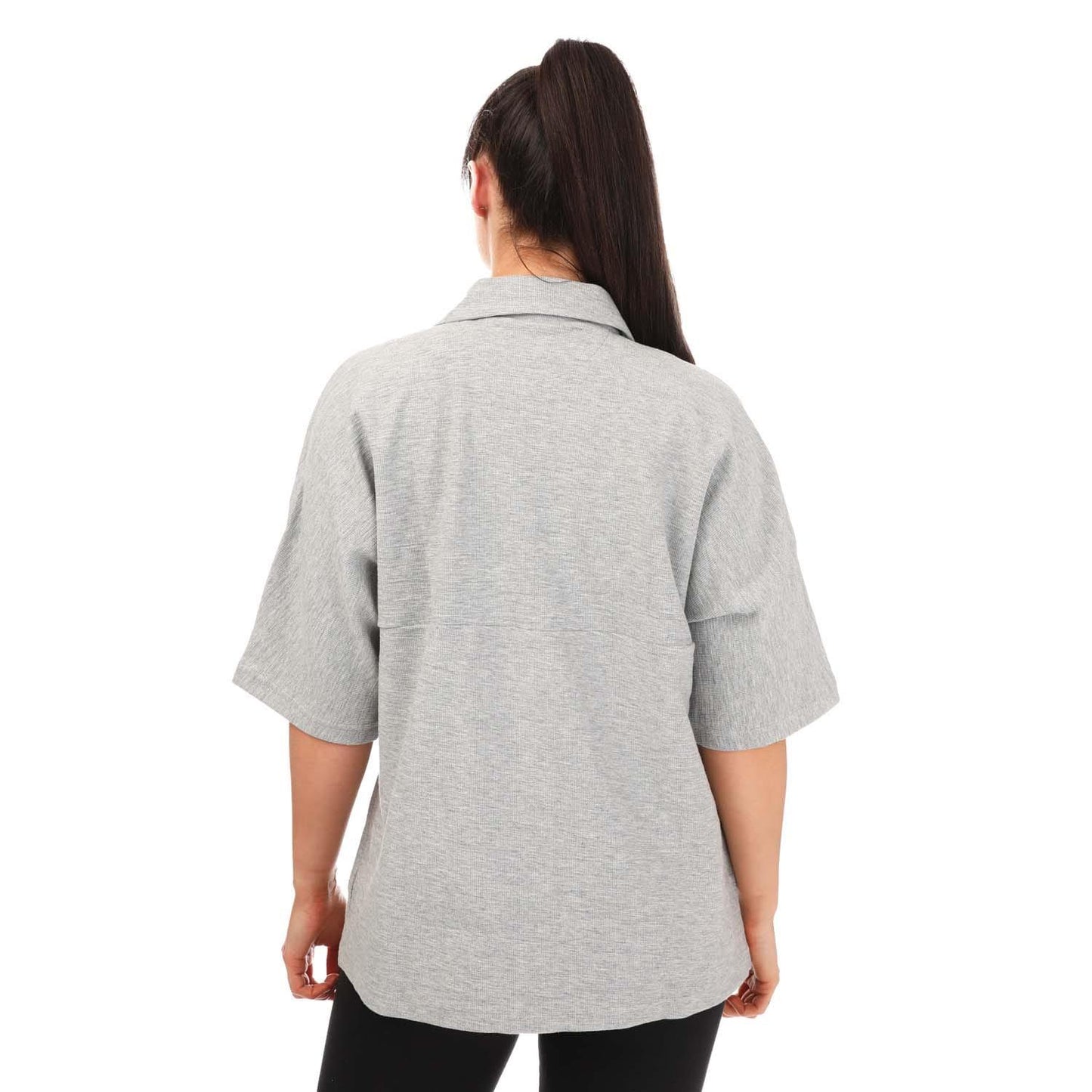 Grey - Back - Adidas Womens-Ladies Terrycloth Lounge Shirt
