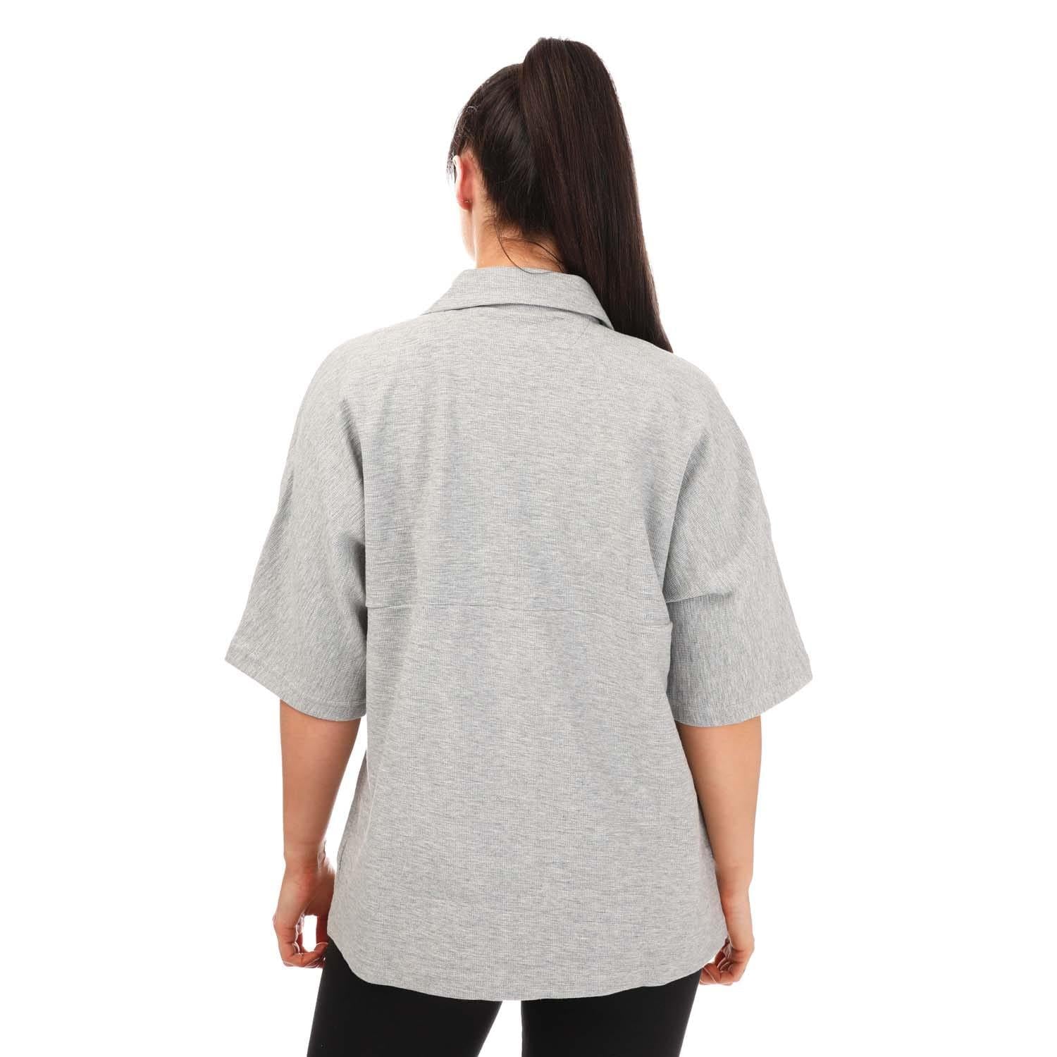 Grey - Back - Adidas Womens-Ladies Terrycloth Lounge Shirt