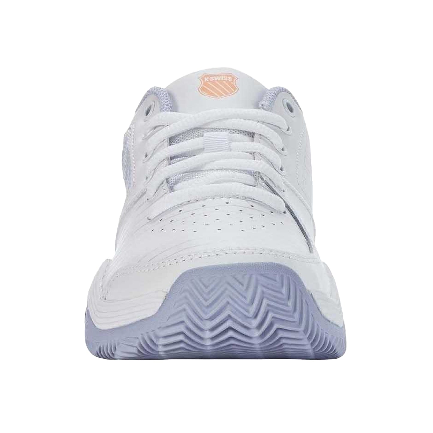 White-Grey - Close up - K-Swiss Womens-Ladies Court Express HB Synthetic Leather Tennis Shoes