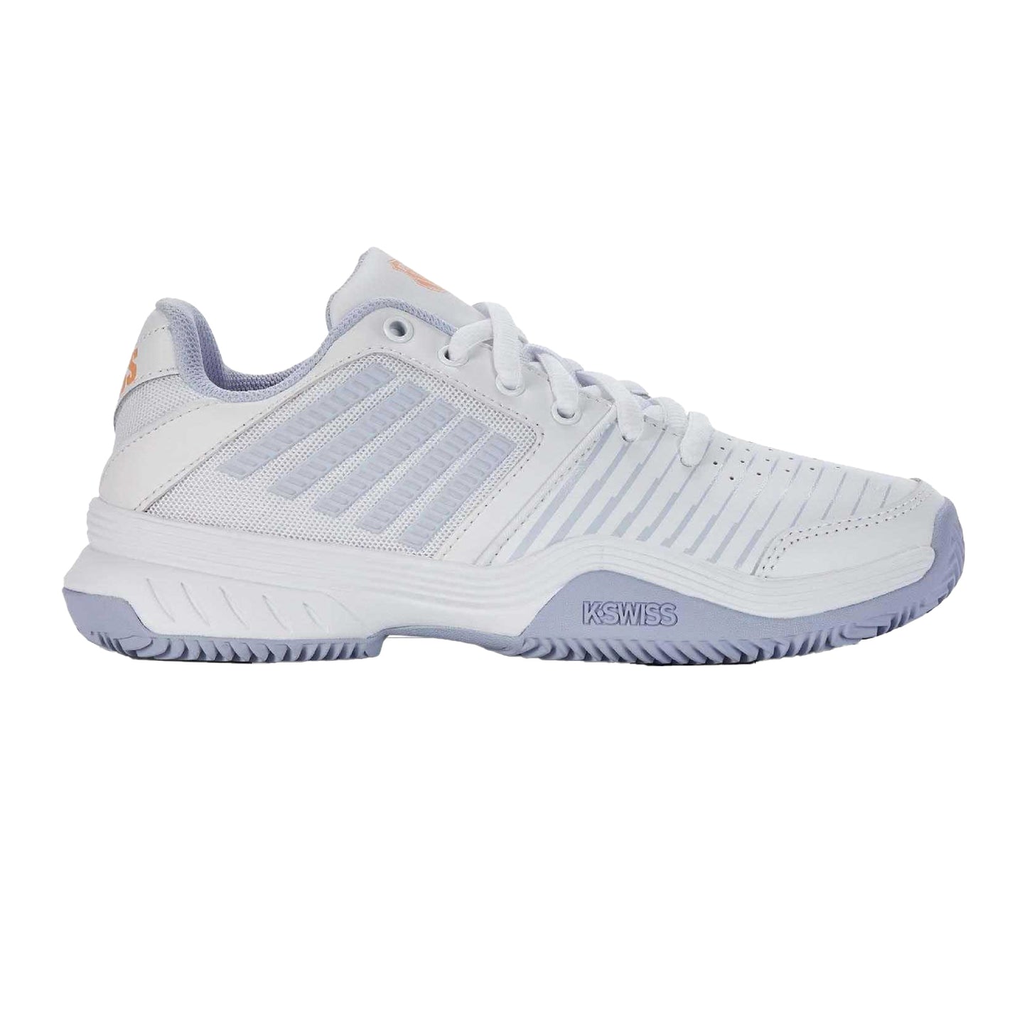 White-Grey - Side - K-Swiss Womens-Ladies Court Express HB Synthetic Leather Tennis Shoes