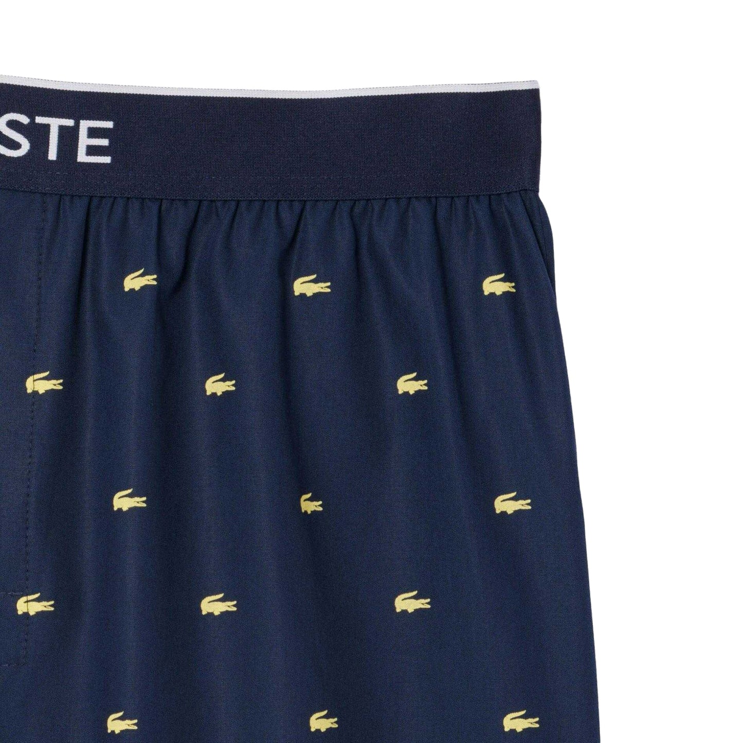 Navy - Back - Lacoste Mens Poplin Repeat Logo Pyjama Shorts