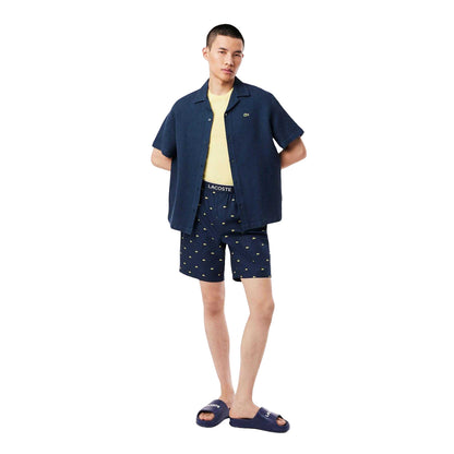 Navy - Lifestyle - Lacoste Mens Poplin Repeat Logo Pyjama Shorts