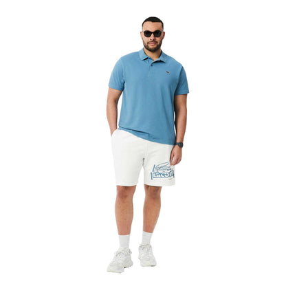 Cream - Close up - Lacoste Mens Fleece Graphic Print Shorts