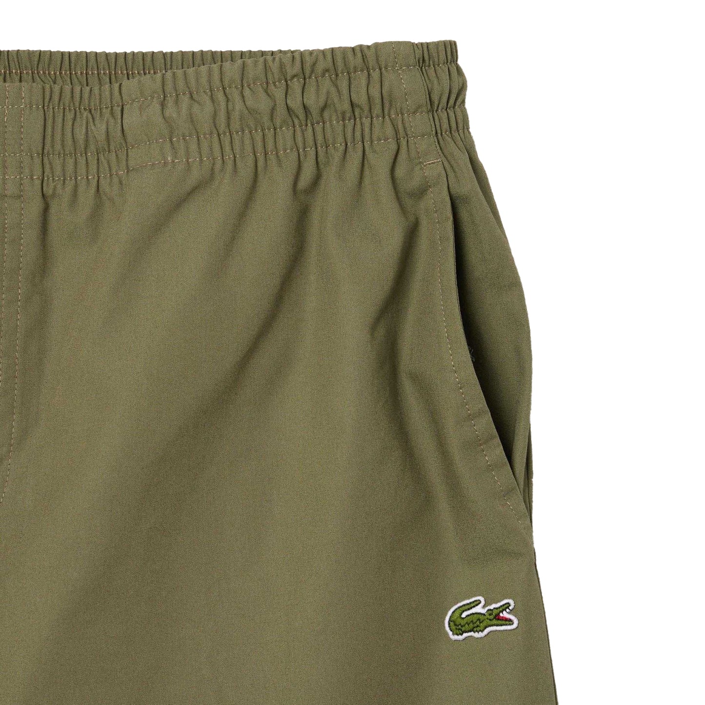 Green - Close up - Lacoste Mens Poplin Relaxed Fit Shorts