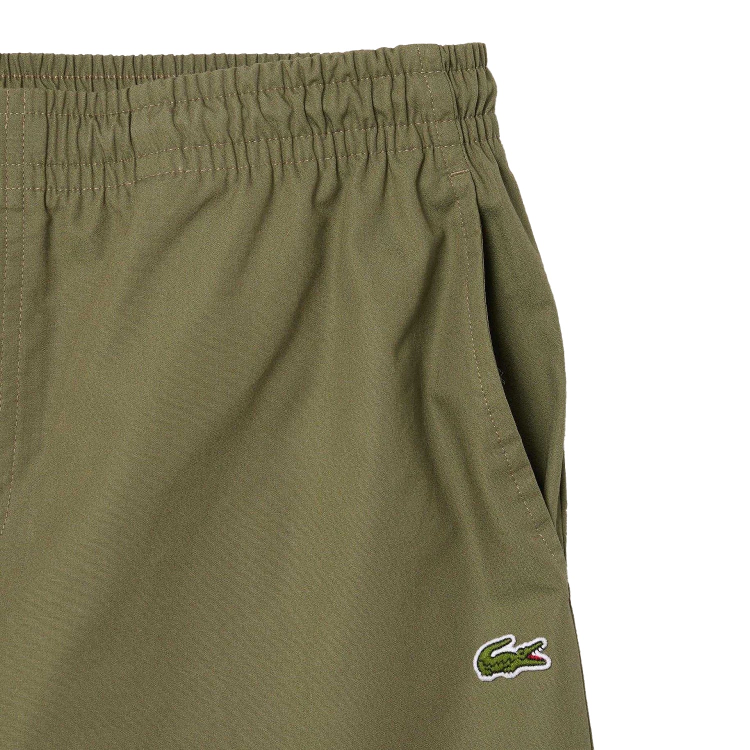 Green - Close up - Lacoste Mens Poplin Relaxed Fit Shorts